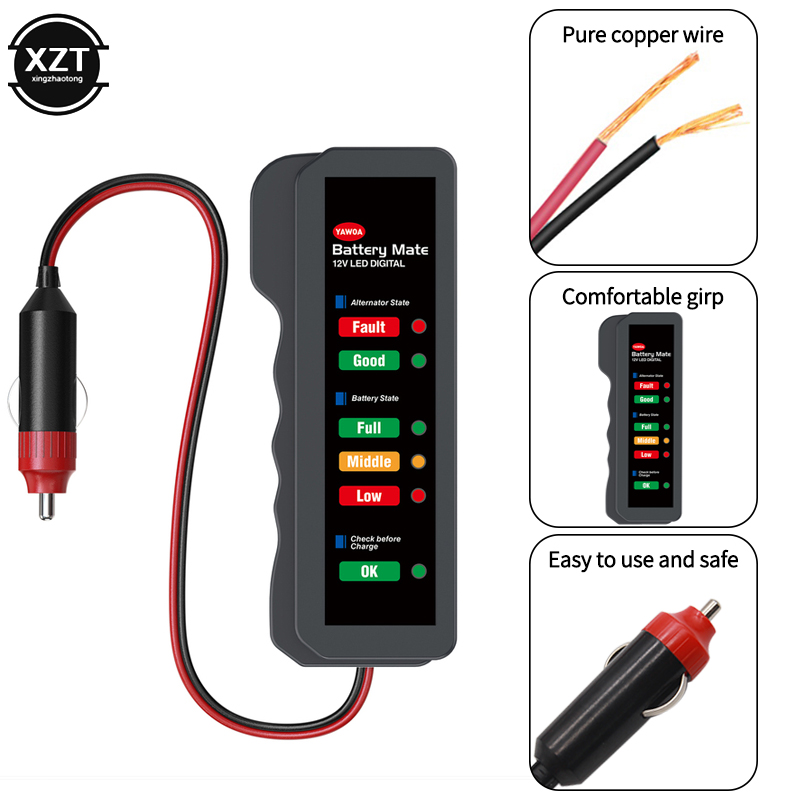 Power Tools In Automotive - Tester akumulatora samochodowego z 6 diodami