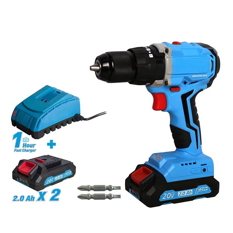 Power Tools Impact - Zestaw elektronarzędzi: wiertarko-wkrętarka akumulatorowa 20V, bezszczotkowa,