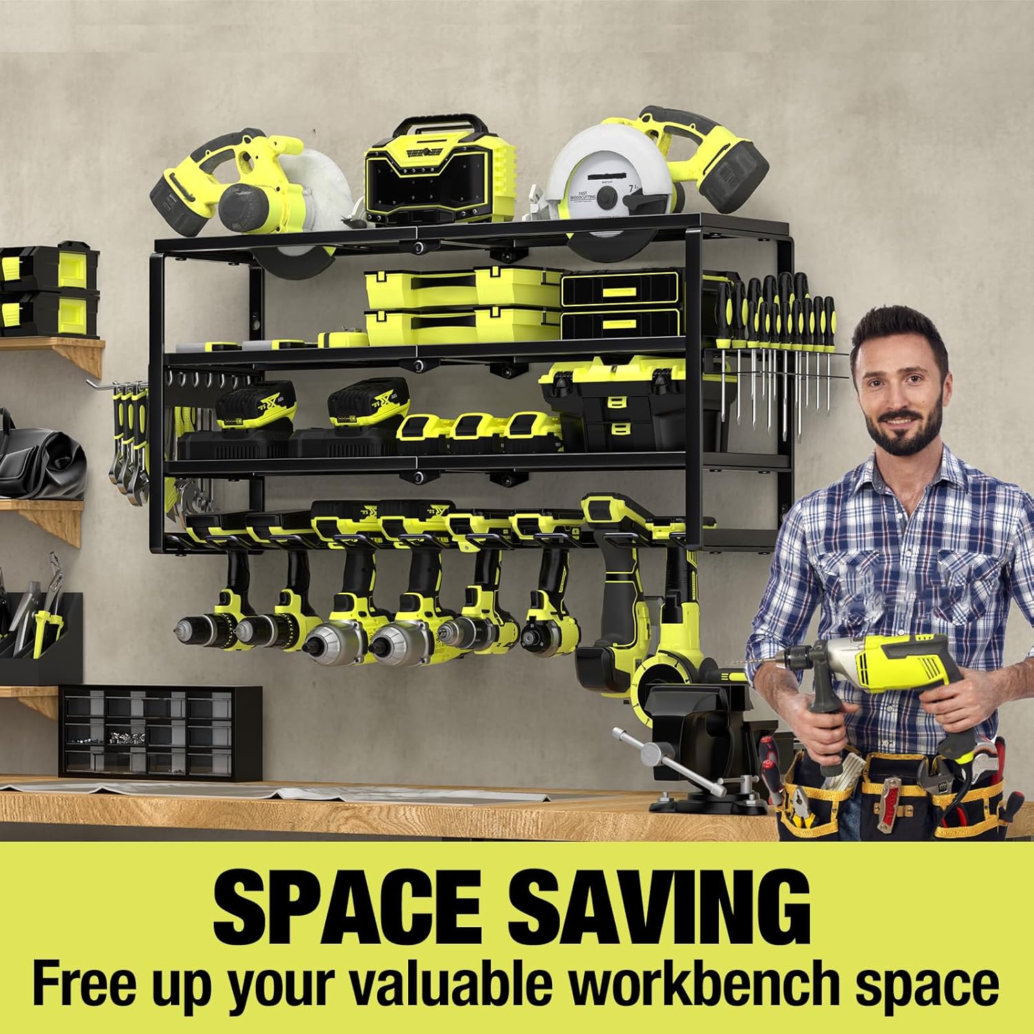 4-poziomowy ścienny organizer  – Power Tools Organizer recenzja i cena